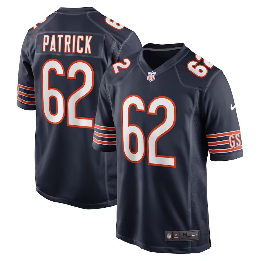 Men Chicago Bears 62 Lucas Patrick Nike Navy Game NFL Jersey